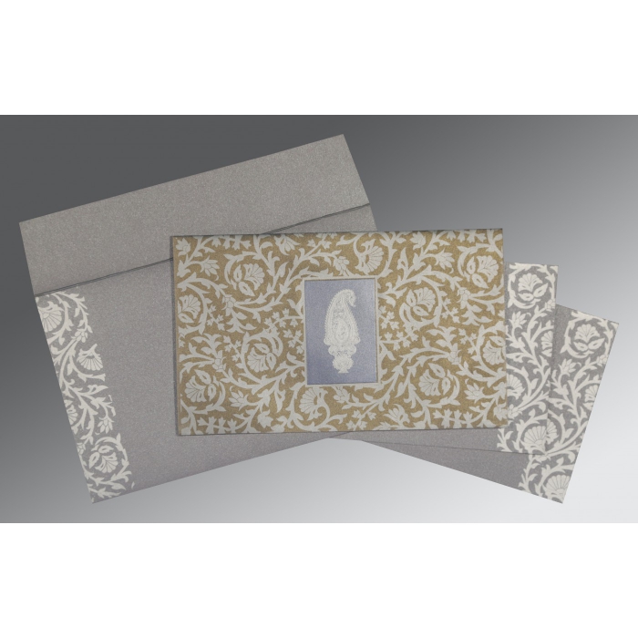 GREY SCREEN PRINTED WEDDING INVITATION : W-1371 - IndianWeddingCards