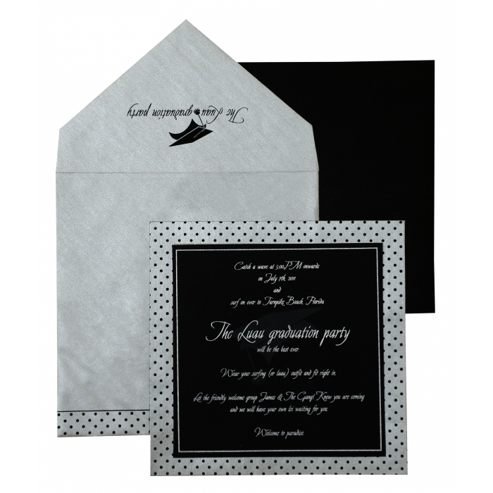BLACK SILVER MATTE UNIQUE THEMED - SCREEN PRINTED PARTY CARDS : PY-892 - IndianWeddingCards