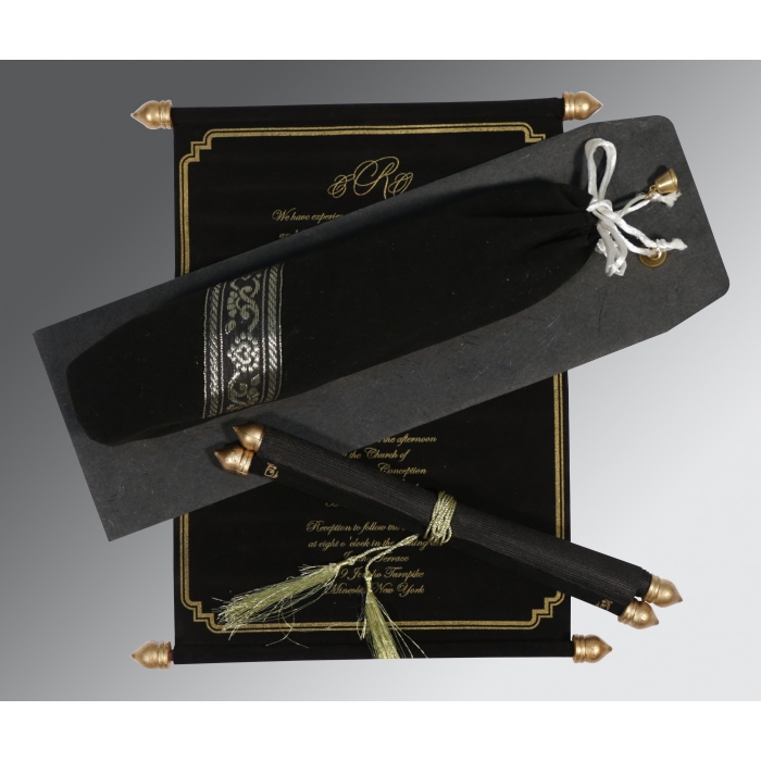 BLACK VELVET WEDDING INVITATION : SC-5004E - IndianWeddingCards