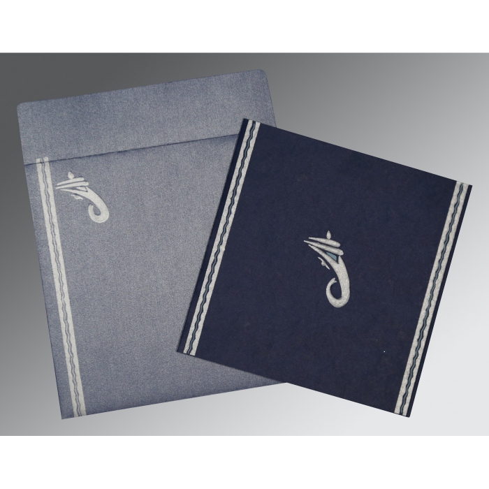 TATIANA MIDNIGHT BLUE MATTE EMBOSSED WEDDING CARD : W-2179 - IndianWeddingCards