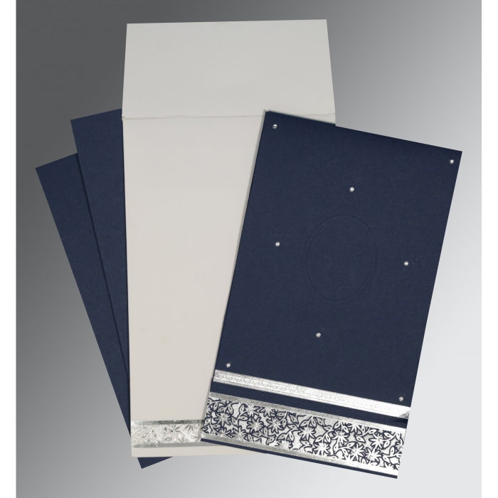 TATIANA MIDNIGHT BLUE MATTE FOIL STAMPED WEDDING INVITATION : W-1433 - IndianWeddingCards
