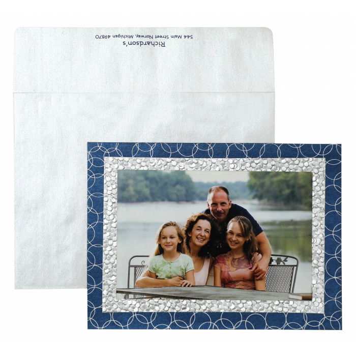 BLUE SHIMMERY SCREEN PRINTED HOLIDAY CARDS : H-869 - IndianWeddingCards