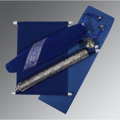 BLUE VELVET WEDDING CARD : SC-5005A - IndianWeddingCards