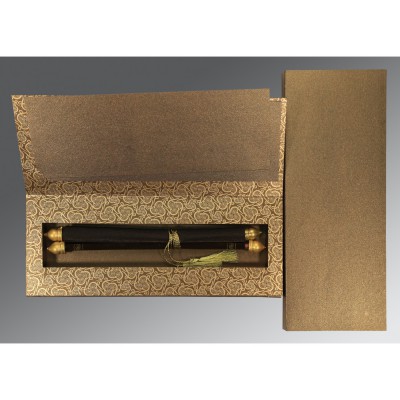 BROWN VELVET WEDDING CARD : SC-5009C - IndianWeddingCards