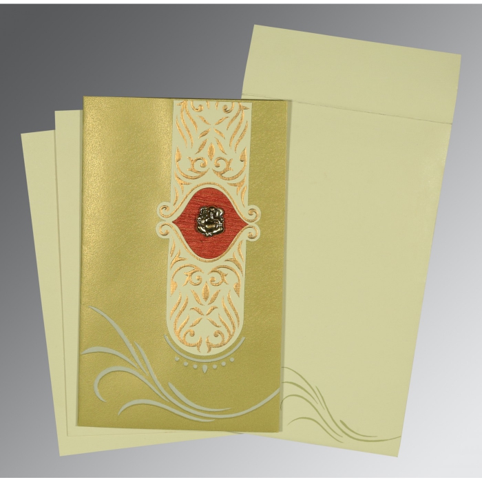 APPLE GREEN MATTE EMBOSSED WEDDING CARD : IN-1317 - IndianWeddingCards