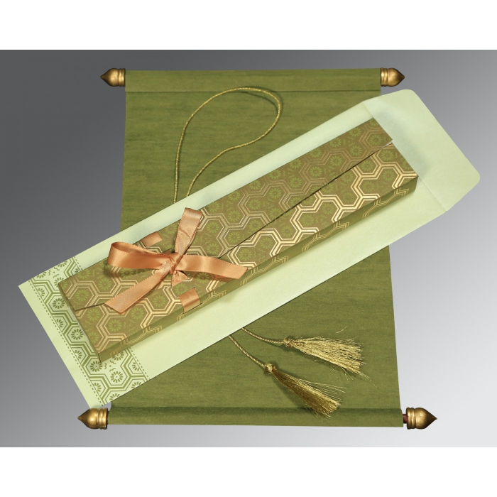 GREEN WOOLY WEDDING CARD : SC-5014A - IndianWeddingCards