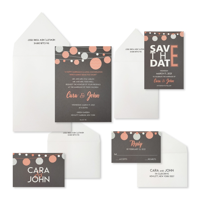 GREY MATTE SCREEN PRINTED WEDDING INVITATION : CTWINKLING-NIGHTS - IndianWeddingCards