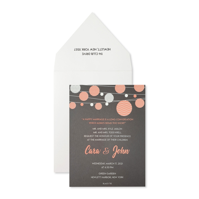 GREY MATTE SCREEN PRINTED WEDDING INVITATION : CTWINKLING-NIGHTS - IndianWeddingCards