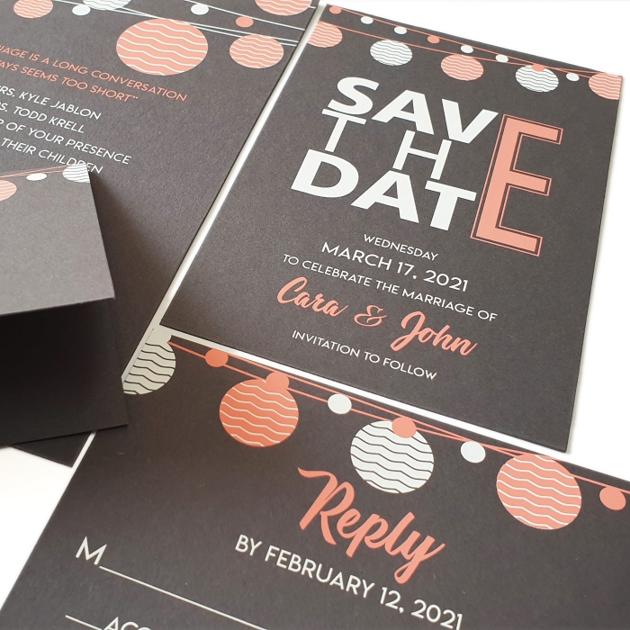 GREY MATTE SCREEN PRINTED WEDDING INVITATION : CTWINKLING-NIGHTS - IndianWeddingCards