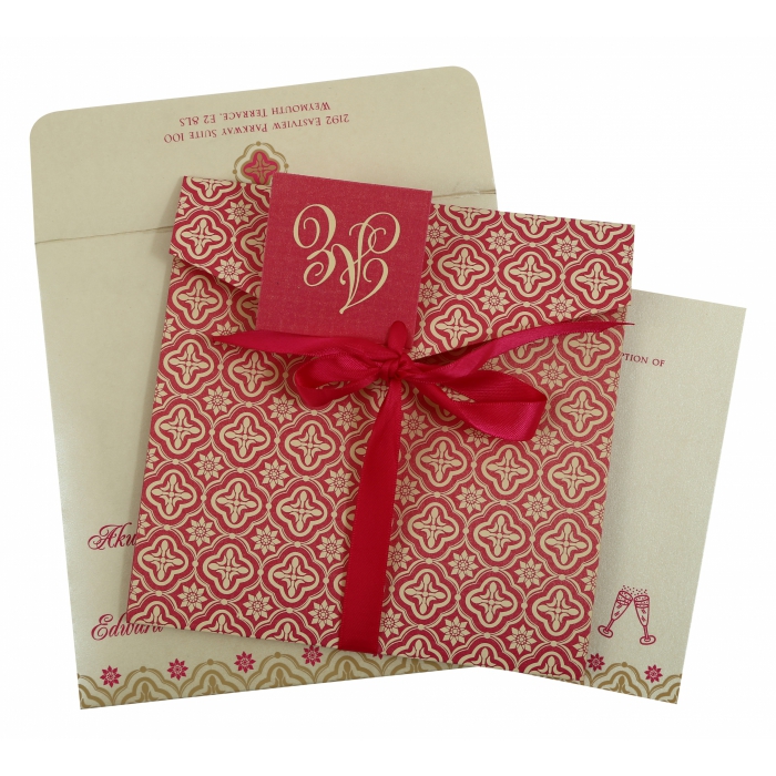 HOT PINK SHIMMERY SCREEN PRINTED WEDDING INVITATION : IN-805A - IndianWeddingCards