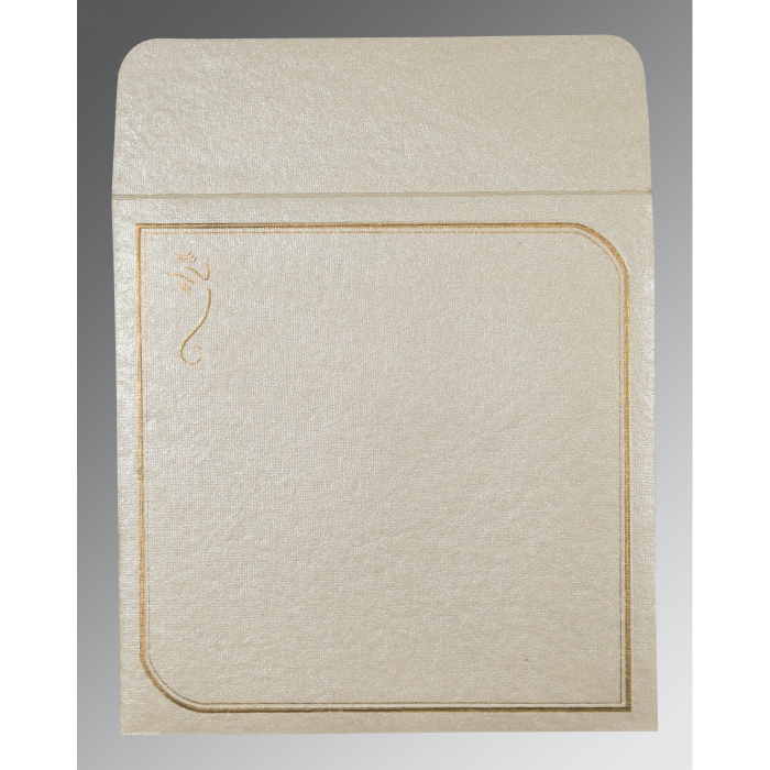 LIGHT GREY HANDMADE SHIMMER FOIL STAMPED WEDDING CARD : W-2235 - IndianWeddingCards