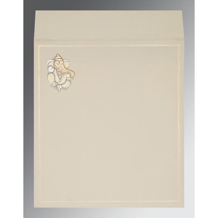 OFF-WHITE MATTE EMBOSSED WEDDING INVITATION : IN-2068 - IndianWeddingCards