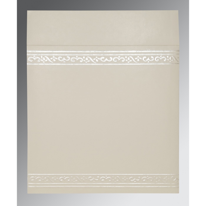 OFF-WHITE MATTE EMBOSSED WEDDING INVITATION : W-2016 - IndianWeddingCards