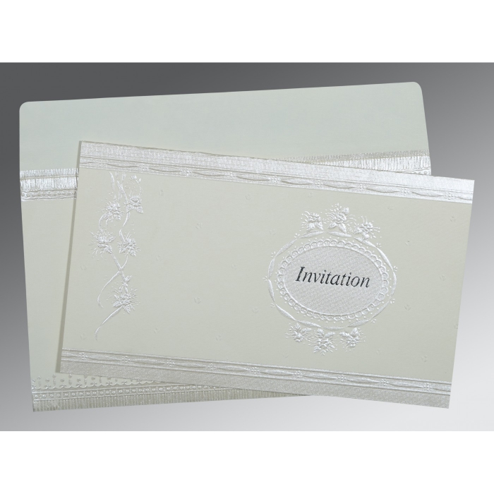 OFF-WHITE MATTE FOIL STAMPED WEDDING CARD : C-1328 - IndianWeddingCards