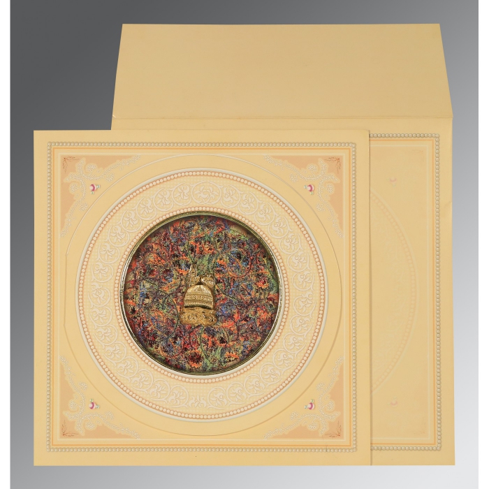 IVORY MATTE FOIL STAMPED WEDDING INVITATION : I-1101 - IndianWeddingCards