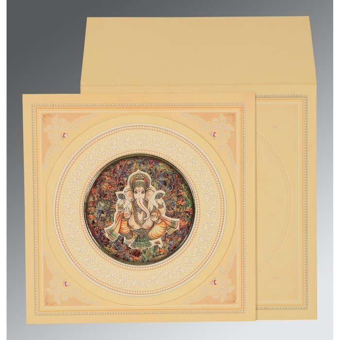 IVORY MATTE FOIL STAMPED WEDDING INVITATION : IN-1101 - IndianWeddingCards