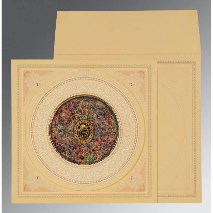 IVORY MATTE FOIL STAMPED WEDDING INVITATION : RU-1101 - IndianWeddingCards