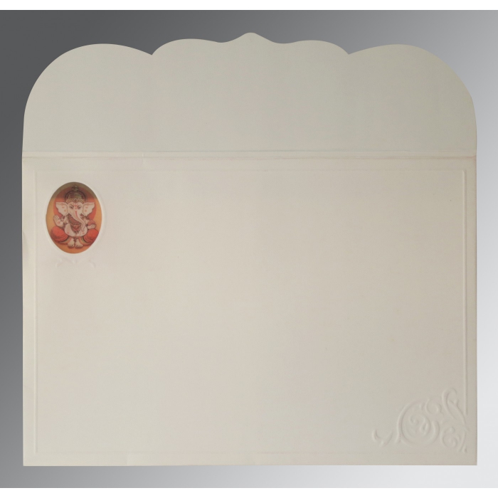 OFF-WHITE MATTE FOIL STAMPED WEDDING INVITATION : W-2206 - IndianWeddingCards