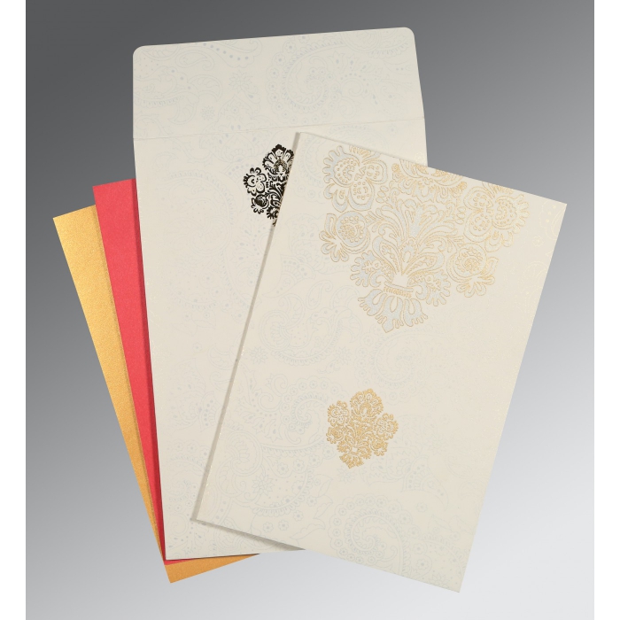 WHITE MATTE SCREEN PRINTED WEDDING INVITATION : RU-1508 - IndianWeddingCards