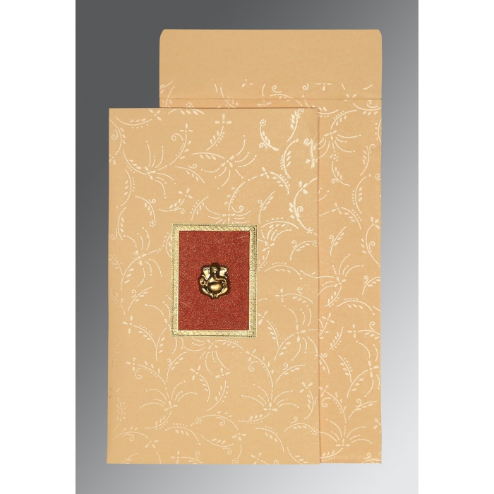 BEIGE MATTE SCREEN PRINTED WEDDING CARD : IN-1303 - IndianWeddingCards