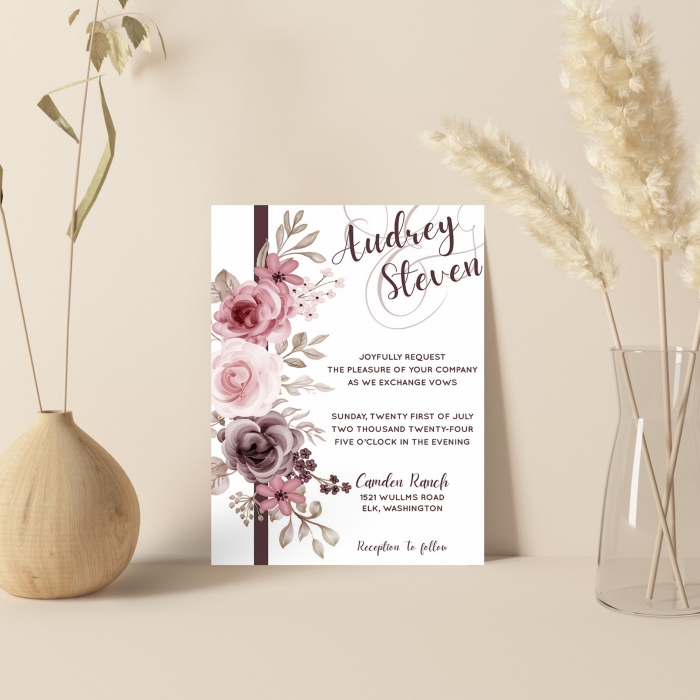 IVORY MATTE WEDDING INVITATION : FLORAL-FEEL - IndianWeddingCards