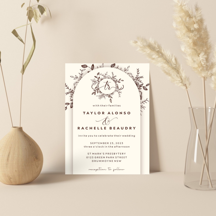 IVORY MATTE WEDDING INVITATION : RUSTIC-ARCH - IndianWeddingCards