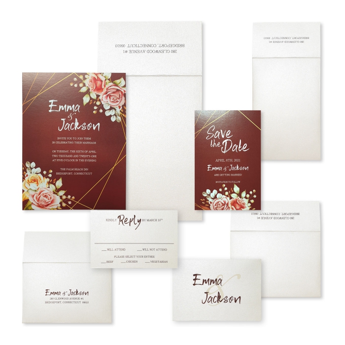 IVORY SHIMMERY FLORAL THEMED - SCREEN PRINTED WEDDING INVITATION : REDWOOD-JARDINIER - IndianWeddingCards