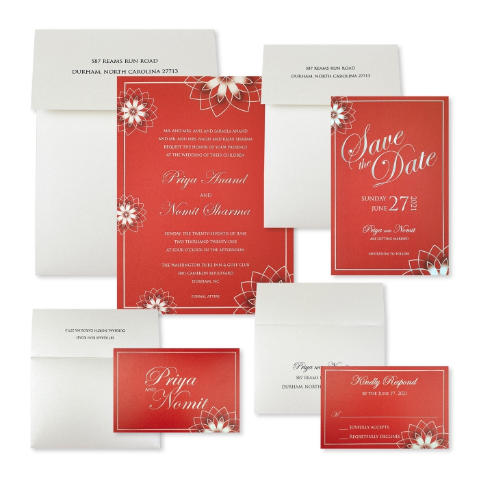 IVORY SHIMMERY FLORAL THEMED WEDDING INVITATION : CROSE-OUTLINE - IndianWeddingCards