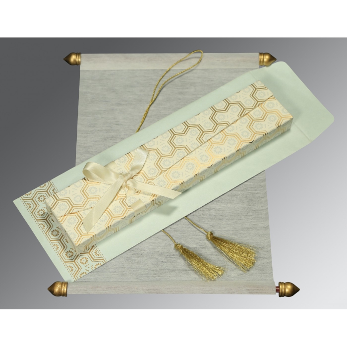 WHITE WOOLY WEDDING CARD : SC-5014J - IndianWeddingCards