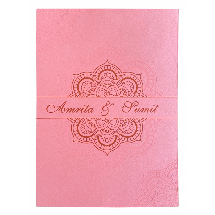  MATTE SCREEN PRINTED WEDDING INVITATION : CORNAMENTAL-MANDALA - IndianWeddingCards