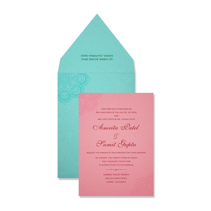  MATTE SCREEN PRINTED WEDDING INVITATION : CORNAMENTAL-MANDALA - IndianWeddingCards