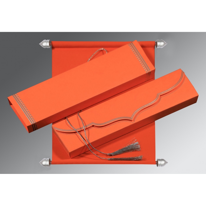 BRICK RED VELVET WEDDING INVITATION : SC-5011E - IndianWeddingCards