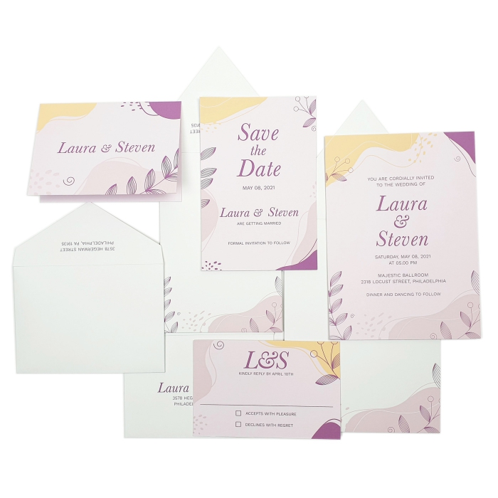 PASTEL PINK MATTE SCREEN PRINTED WEDDING INVITATION : FLORIDA-WAVES - IndianWeddingCards