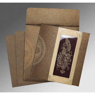 PINK BROWN GOLD SHIMMERY FOIL STAMPED WEDDING INVITATION : IN-8230M - IndianWeddingCards