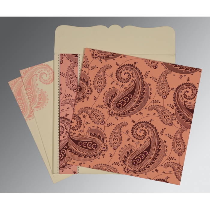 SWEET NECTAR MATTE SCREEN PRINTED WEDDING CARD : IN-8250F - IndianWeddingCards