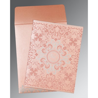PINK SHIMMERY SCREEN PRINTED WEDDING CARD : IN-8244A - IndianWeddingCards