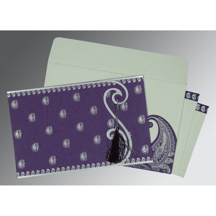 PURPLE MATTE SCREEN PRINTED WEDDING INVITATION : IN-8252B - IndianWeddingCards