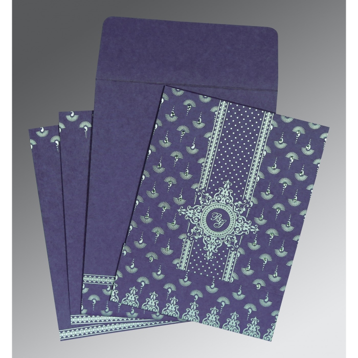 PURPLE MATTE SCREEN PRINTED WEDDING INVITATION : IN-8247C - IndianWeddingCards
