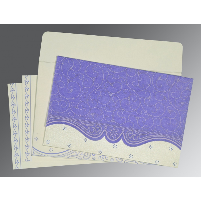 PINK PURPLE MATTE EMBOSSED WEDDING INVITATION : IN-8221E - IndianWeddingCards