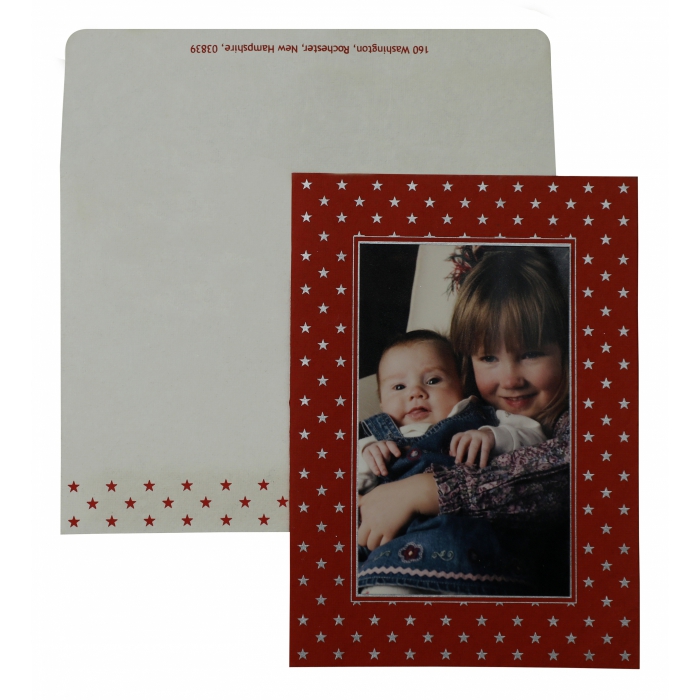 RED HANDMADE COTTON DAMASK THEMED - SCREEN PRINTED HOLIDAY CARDS : H-859 - IndianWeddingCards