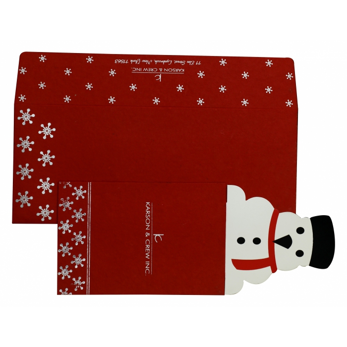 RED HANDMADE COTTON UNIQUE THEMED - FOIL STAMPED HOLIDAY CARDS : H-846 - IndianWeddingCards