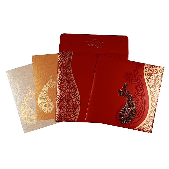 Ruby Shimmery Foil Stamped Wedding Invitation Cw 1742