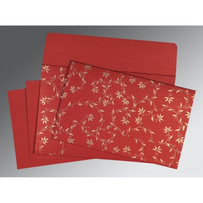 RED SHIMMERY SCREEN PRINTED WEDDING INVITATION : IN-8226G - IndianWeddingCards