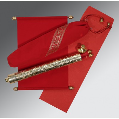 RED VELVET WEDDING CARD : SC-5005C - IndianWeddingCards