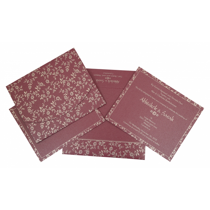 SHIMMERY FLORAL THEMED - SCREEN PRINTED WEDDING INVITATION : IN-804A - IndianWeddingCards