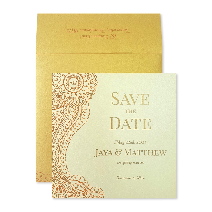  SHIMMERY SCREEN PRINTED WEDDING INVITATION : CATOMIC-TANGERINE - IndianWeddingCards