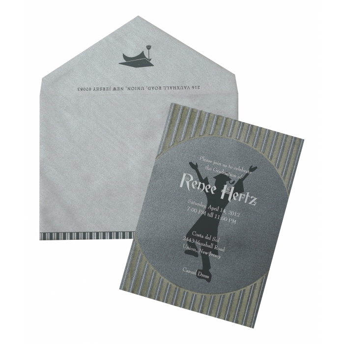 SMOKE BLUE SHIMMERY SCREEN PRINTED PARTY CARDS : PY-895 - IndianWeddingCards