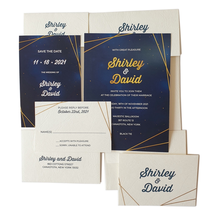 WHITE GLOSSY WEDDING INVITATION : SPARKLING-GALAXY - IndianWeddingCards