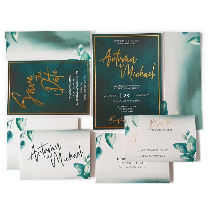 WHITE MATTE FLORAL THEMED - FOIL STAMPED WEDDING INVITATION : DARK-DESIRE - IndianWeddingCards