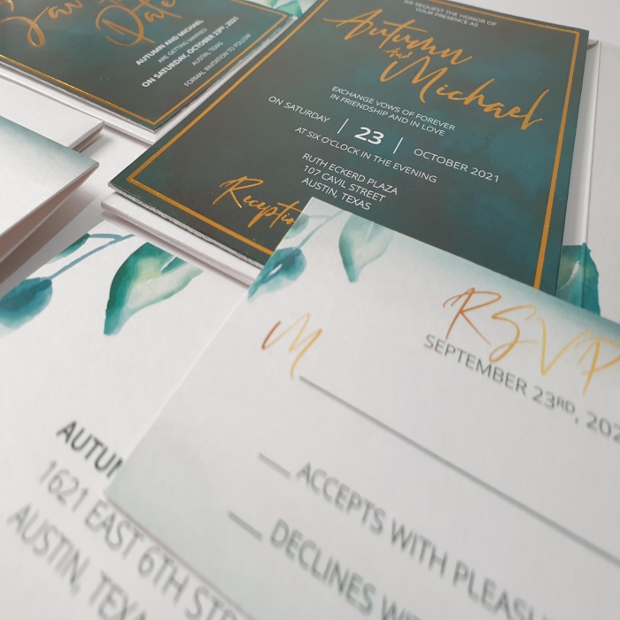 WHITE MATTE FLORAL THEMED - FOIL STAMPED WEDDING INVITATION : CDARK-DESIRE - IndianWeddingCards